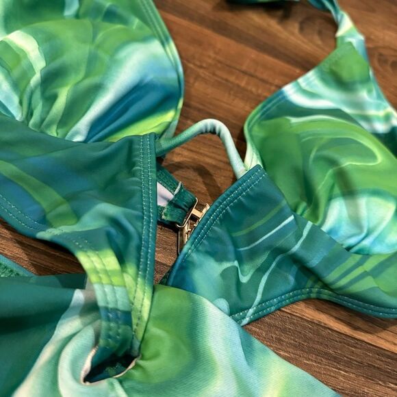 Green Swirl One Piece Swimsuit - Picture 2 of 4